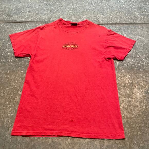 Vintage Sideout Flaming Skull Shirt Mens Medium USA 90s Y2K Surf Skate Flames - Picture 5 of 15